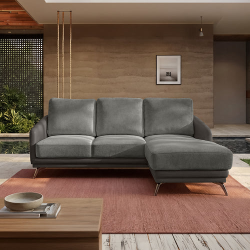 cove-brushed-nickel-grey-leatherette-rock-ridge-grey-fabric-2-seater-sofa-lounger