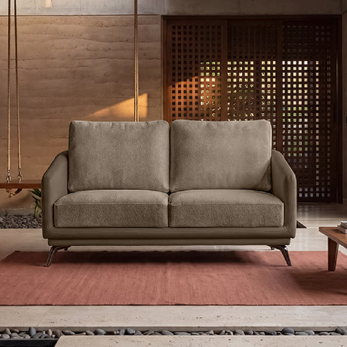 cove-simply-taupe-leatherette-feather-brown-fabric-2-seater-sofa