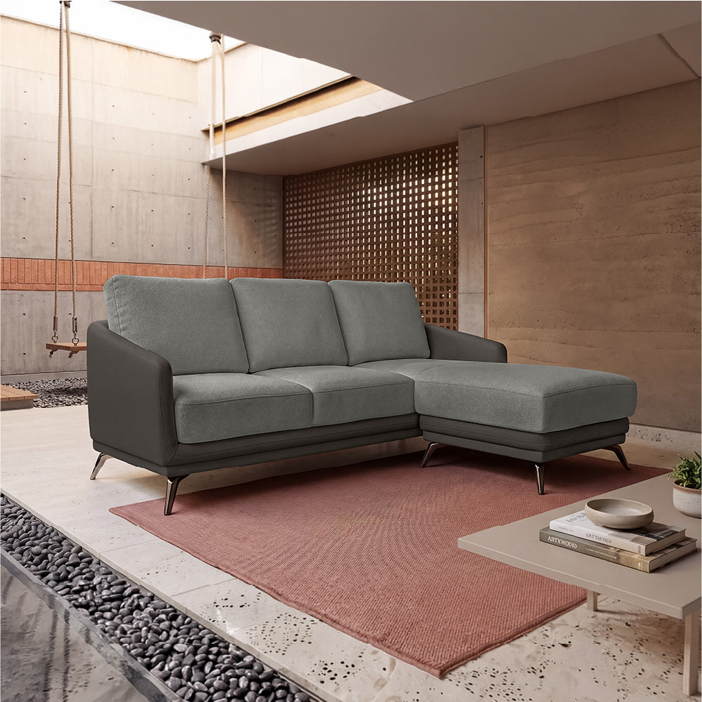 cove-brushed-nickel-grey-leatherette-rock-ridge-grey-fabric-2-seater-sofa-lounger