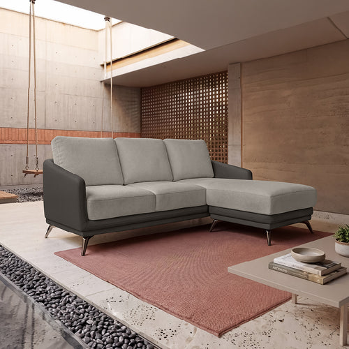 cove-brushed-nickel-grey-leatherette-pumice-stone-grey-fabric-2-seater-sofa-lounger