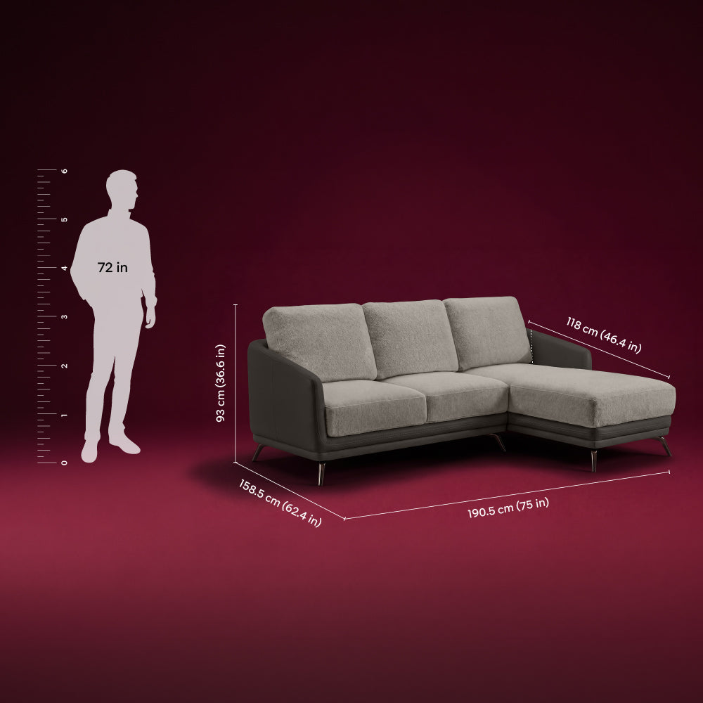 cove-brushed-nickel-grey-leatherette-pumice-stone-grey-fabric-2-seater-sofa-lounger