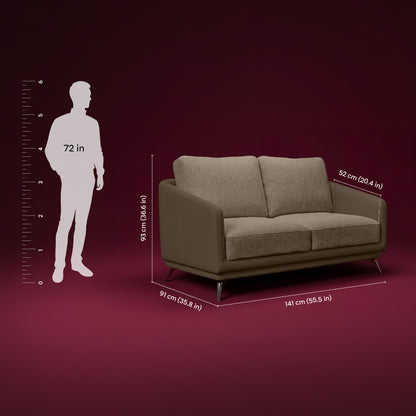 cove-simply-taupe-leatherette-feather-brown-fabric-2-seater-sofa