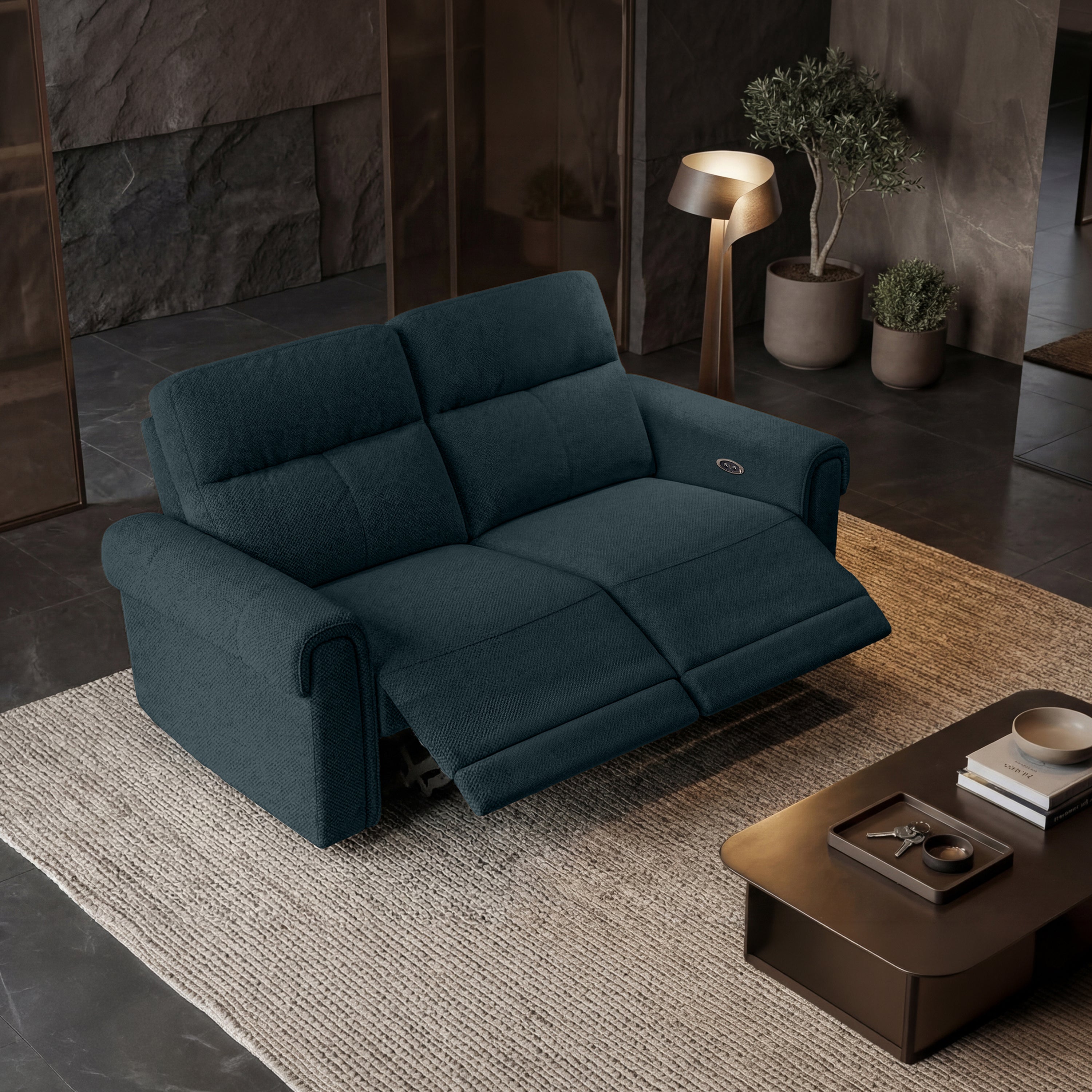 Opus mov.E Blue Fabric 2 Seater Sofa