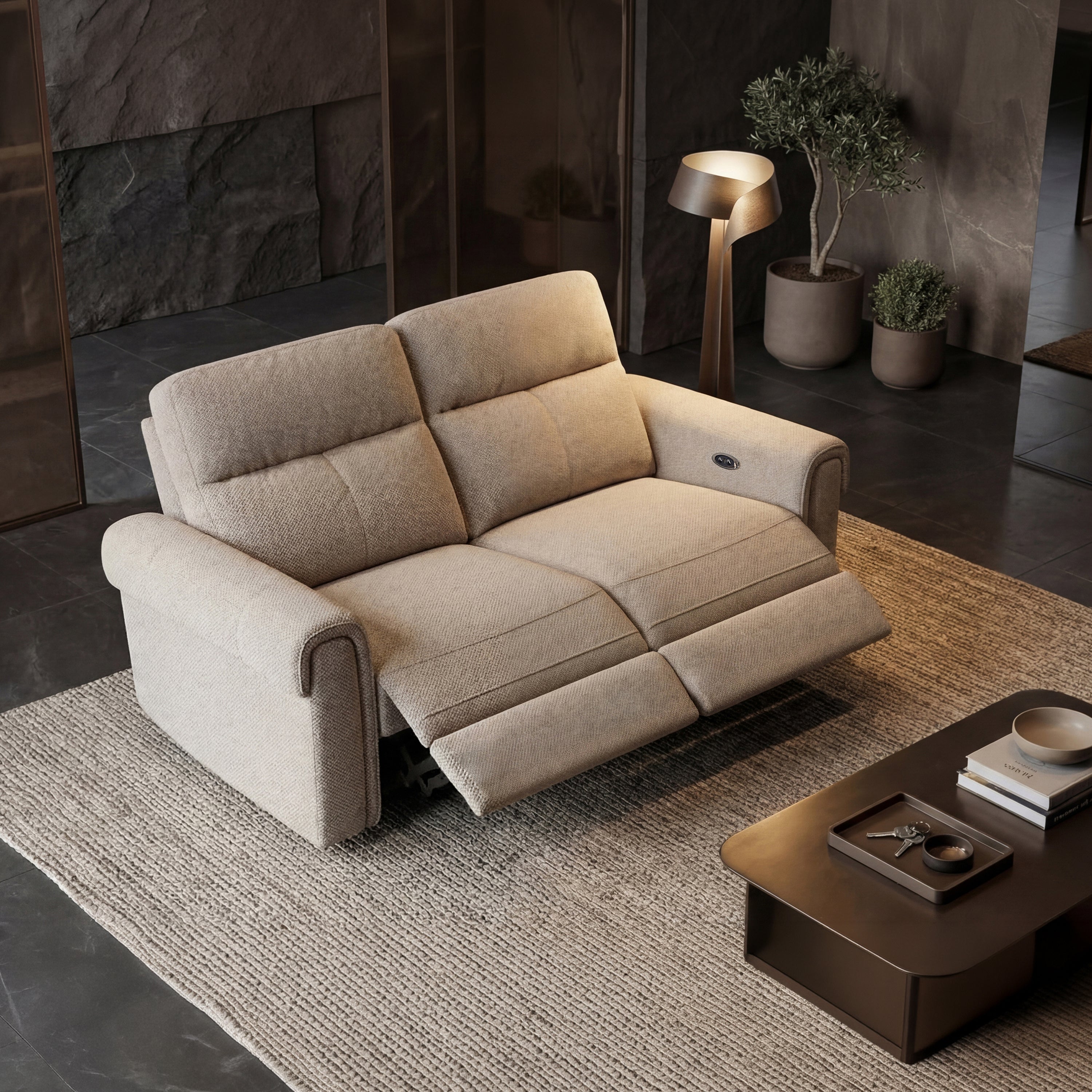 Opus mov.E Cream Fabric 2 Seater Sofa