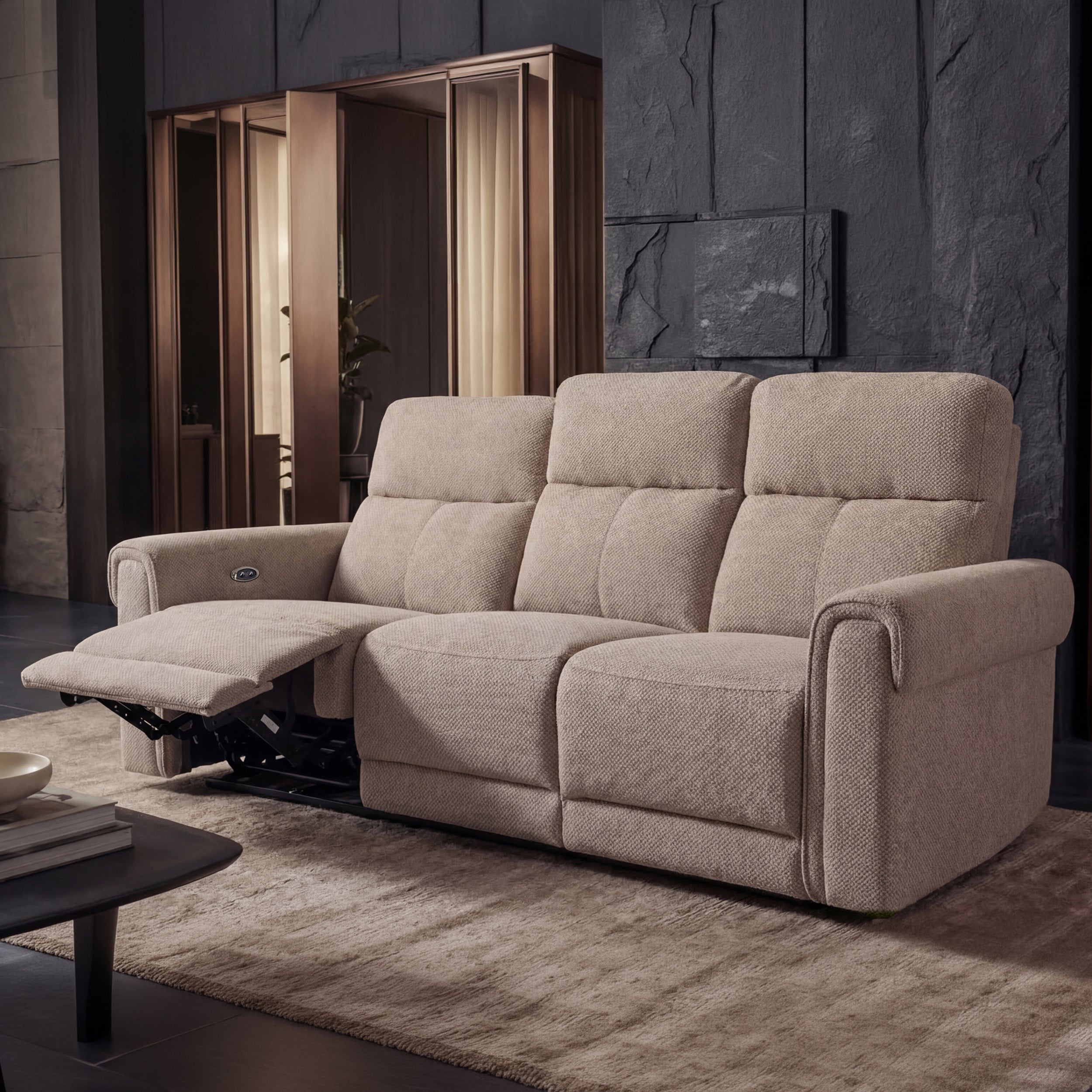 Opus mov.E Cream Fabric 3 Seater Sofa