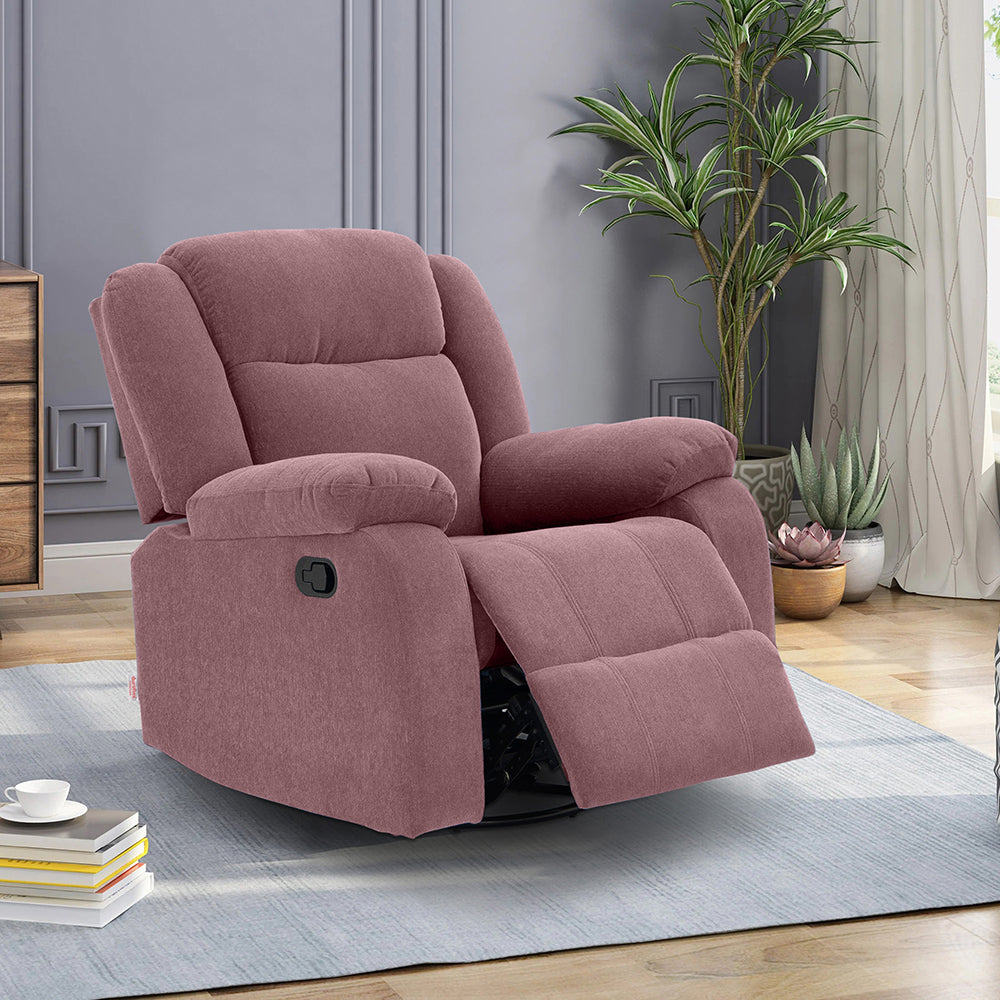 Avalon - Rocking & Rotating Fabric Recliner | 1 seater | Pink |  Duroflex Furniture