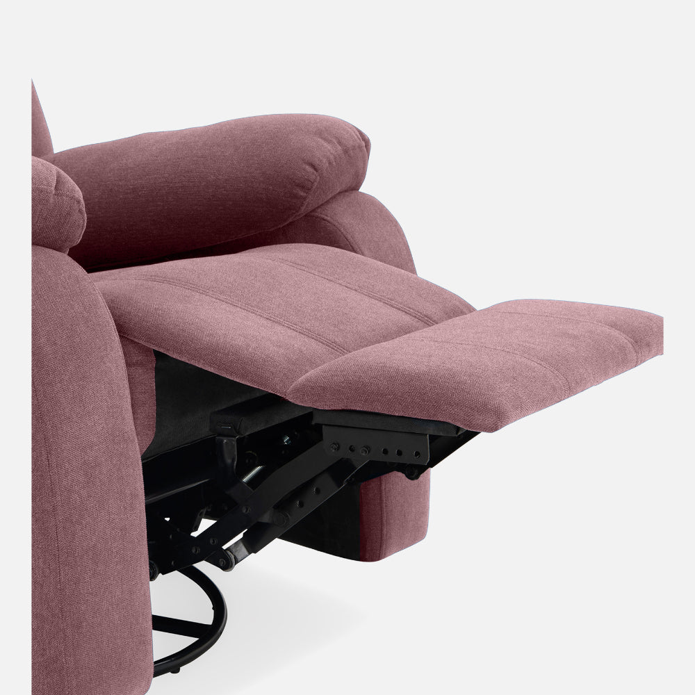 Avalon - Rocking & Rotating Fabric Recliner | 1 seater | Pink |  Duroflex Furniture