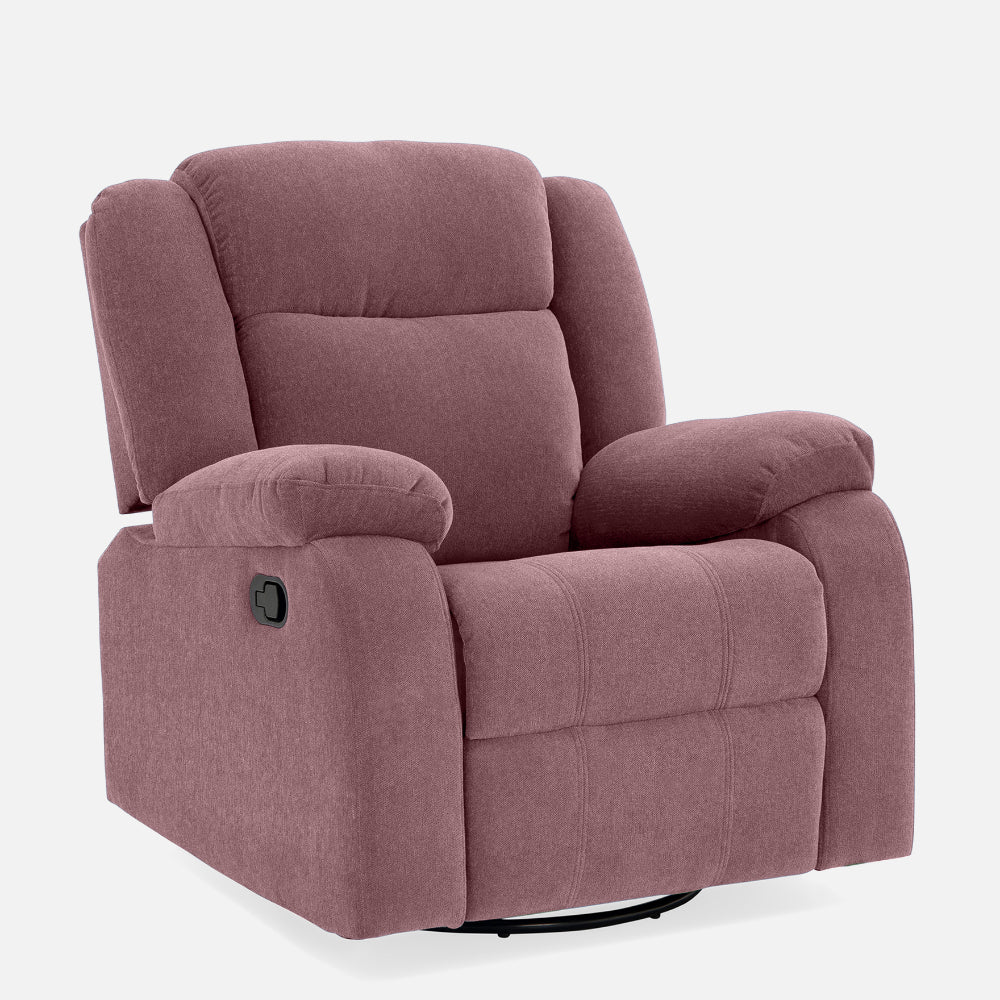 Avalon - Rocking & Rotating Single Seater Fabric Recliner In Pink Colour
