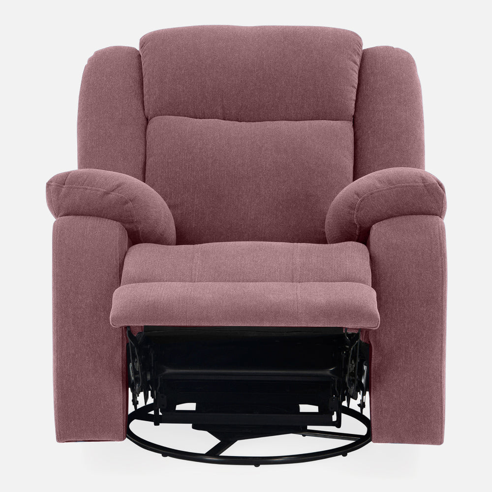 Avalon - Rocking & Rotating Single Seater Fabric Recliner In Pink Colour