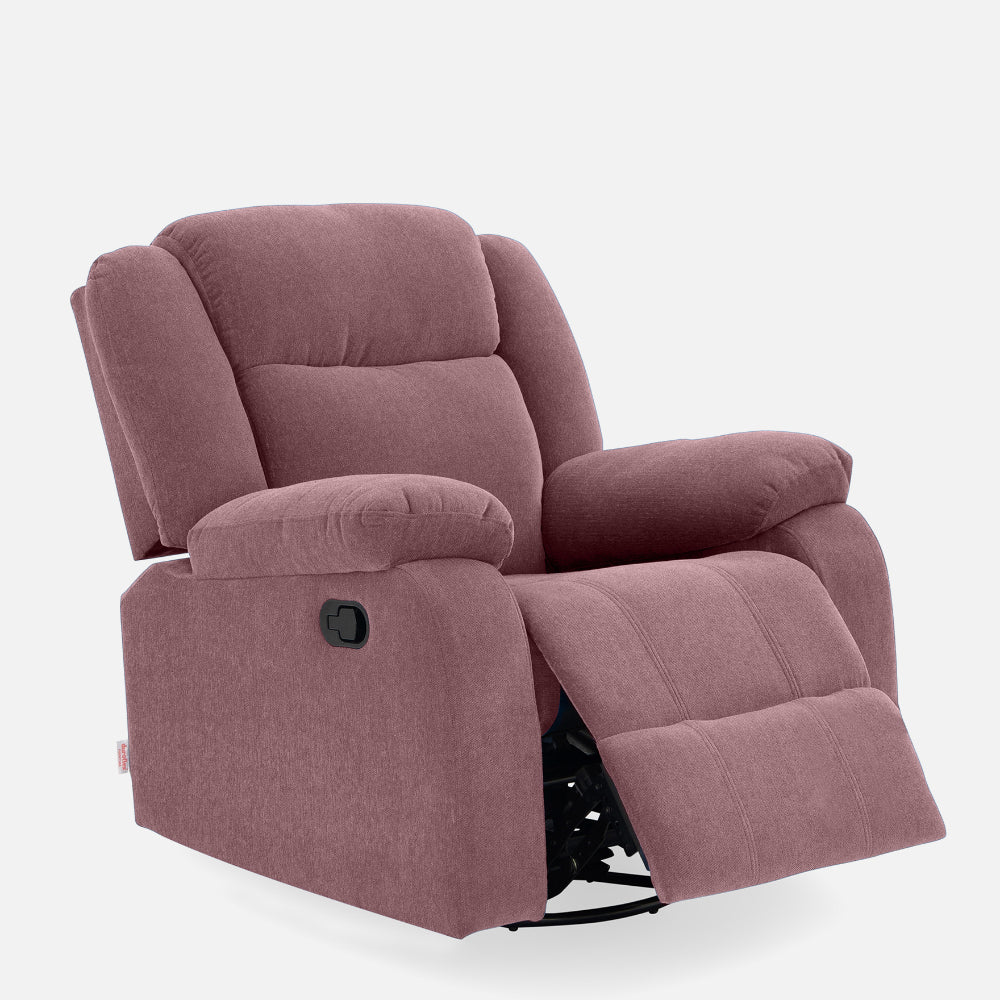 Avalon - Rocking & Rotating Fabric Recliner | 1 seater | Pink |  Duroflex Furniture