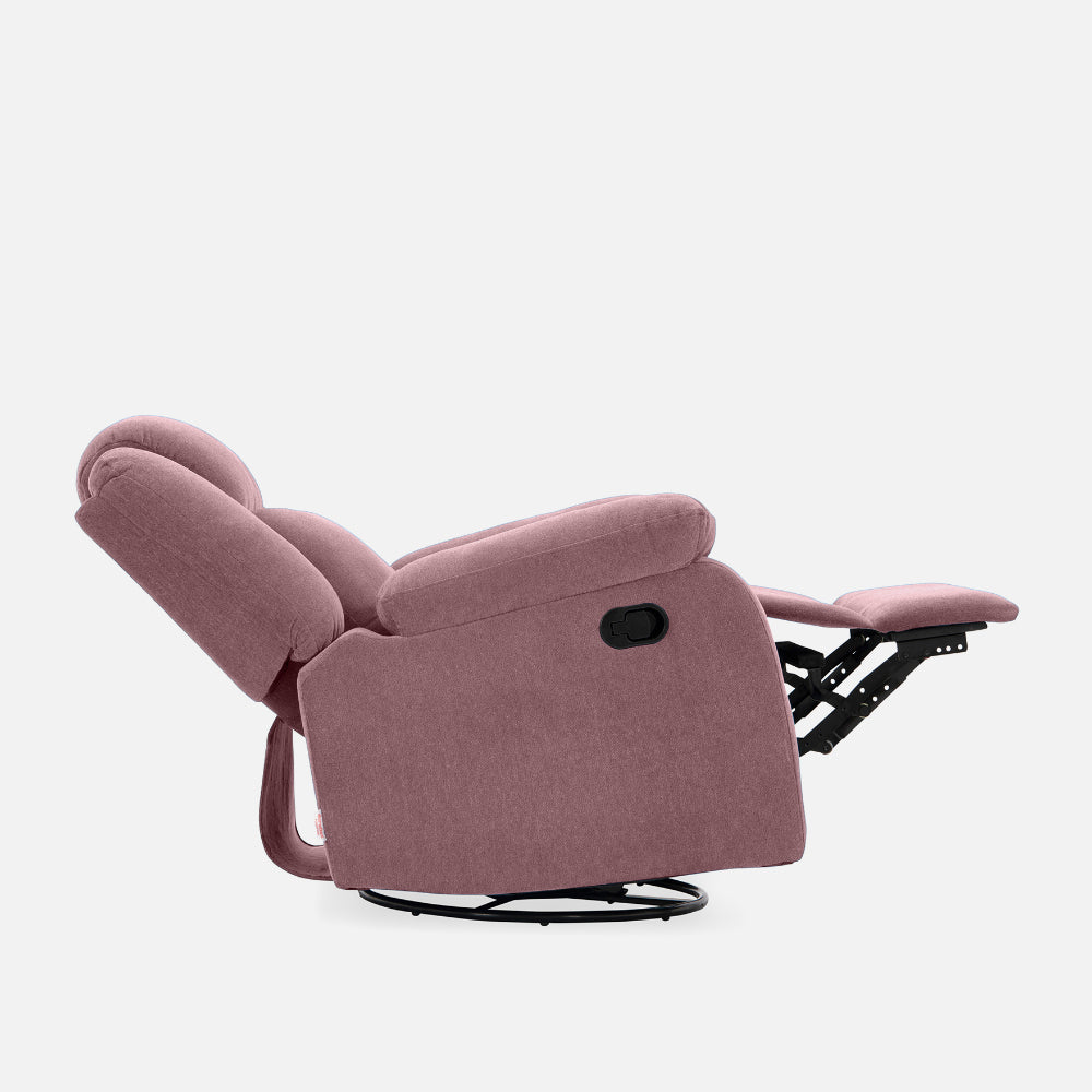 Avalon - Rocking & Rotating Fabric Recliner | 1 seater | Pink |  Duroflex Furniture
