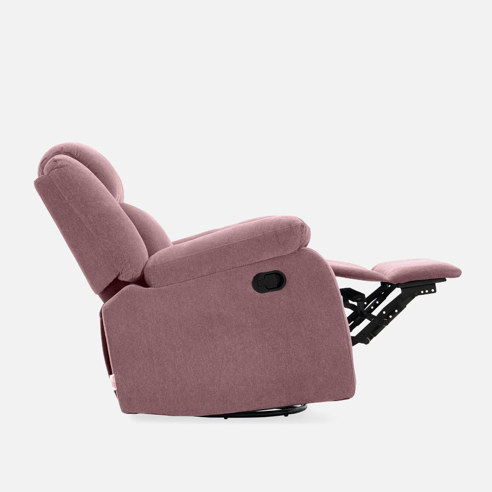 Avalon - Rocking & Rotating Fabric Recliner | 1 seater | Pink |  Duroflex Furniture