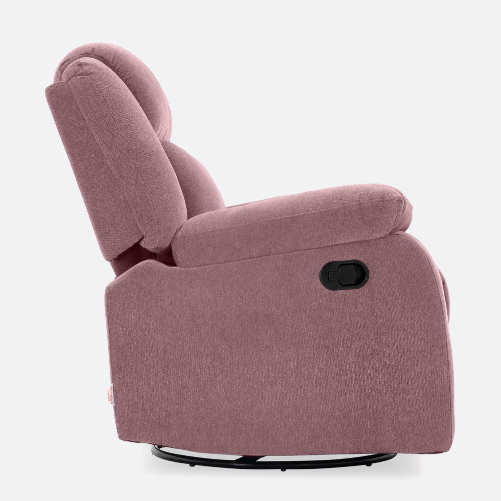 Avalon - Rocking & Rotating Single Seater Fabric Recliner In Pink Colour