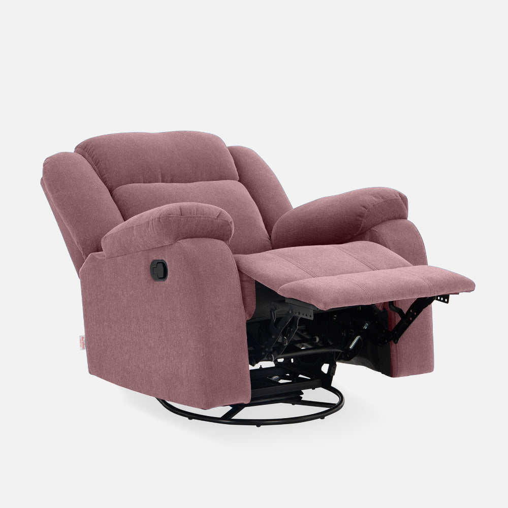 Avalon - Rocking & Rotating Fabric Recliner | 1 seater | Pink |  Duroflex Furniture