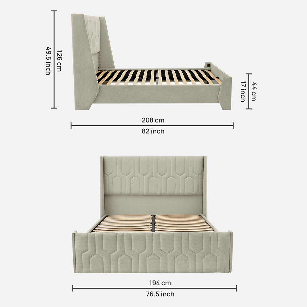 Wave Twin Adjustable Bed with Tranquil Beige ( Sea Shell )Upholstered Bed, Mattress, and 2 Fitted Bedsheets