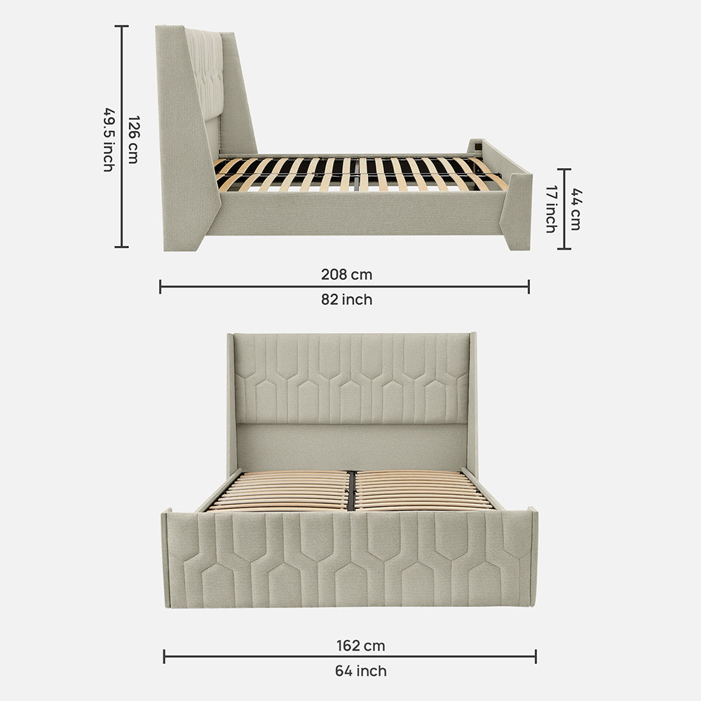 Wave Twin Adjustable Bed with Tranquil Beige ( Sea Shell )Upholstered Bed, Mattress, and 2 Fitted Bedsheets