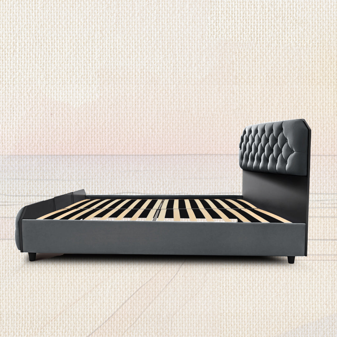 Serene Stormy Weather Upholstered Bed - Grey