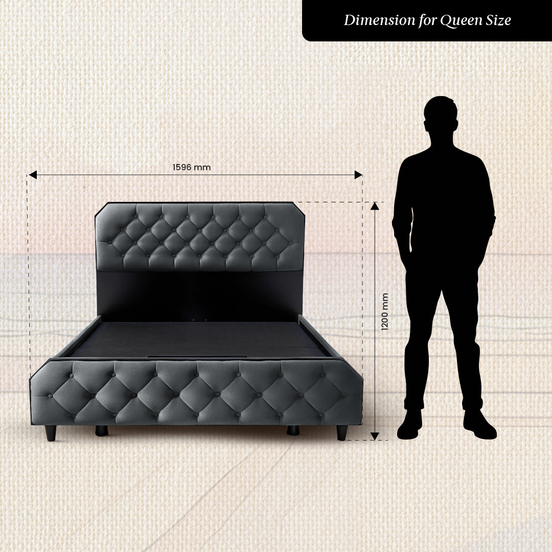 Serene Stormy Weather Upholstered Bed - Grey