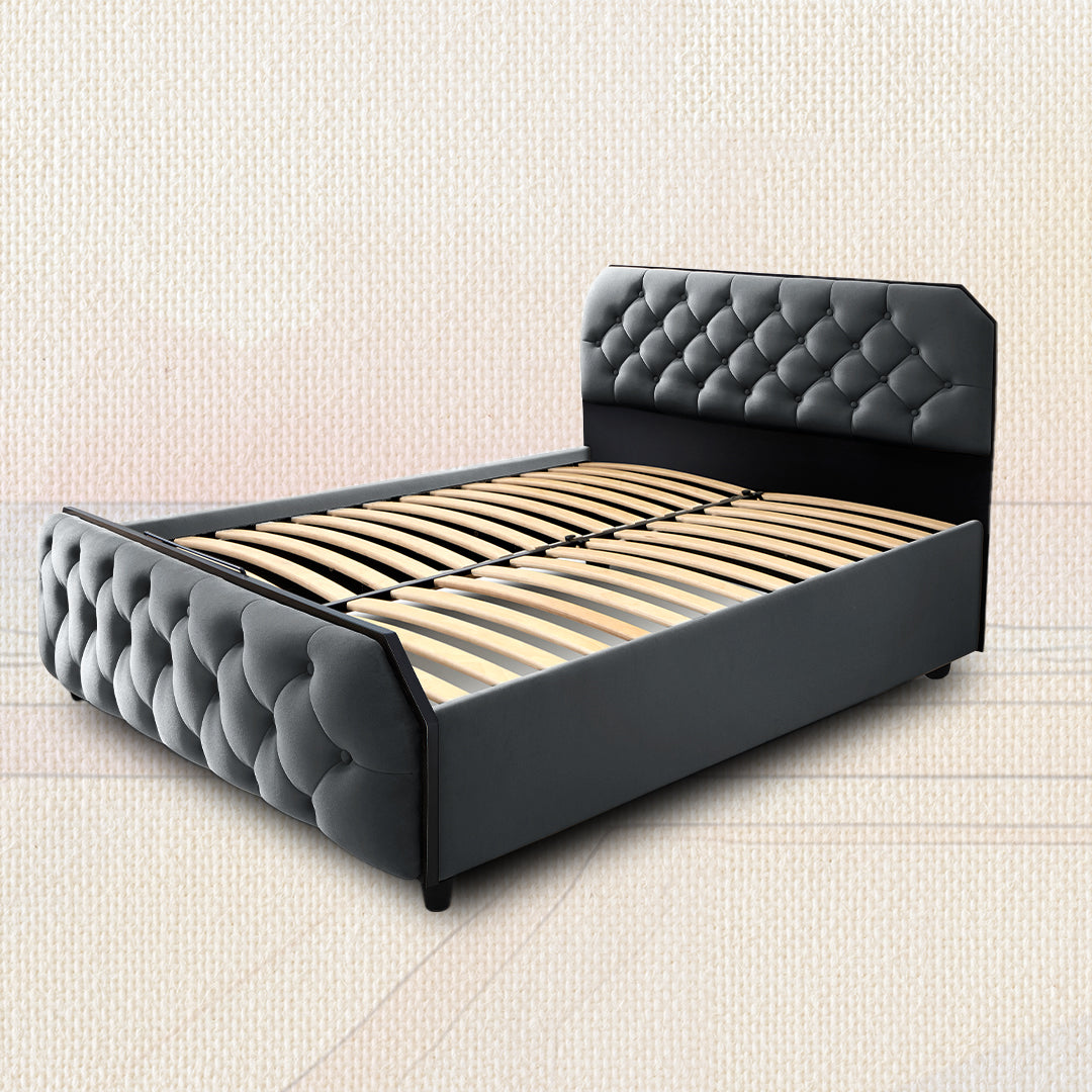 Serene Stormy Weather Upholstered Bed - Grey
