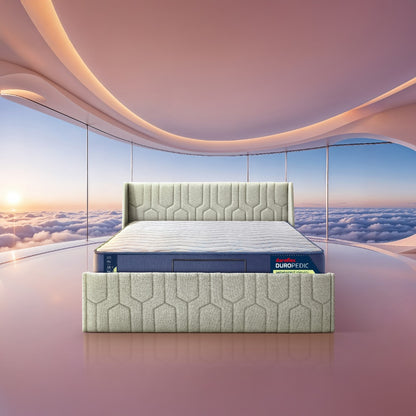 Wave Plus Adjustable Bed Tranquil Upholstered Bed (Beige)+ Wave Kinect Propel Mattress 8"(20.3cm)