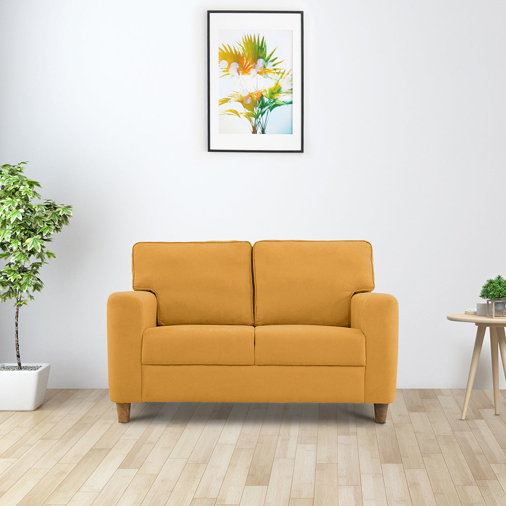 Utopia Yellow Fabric 2 seater sofa