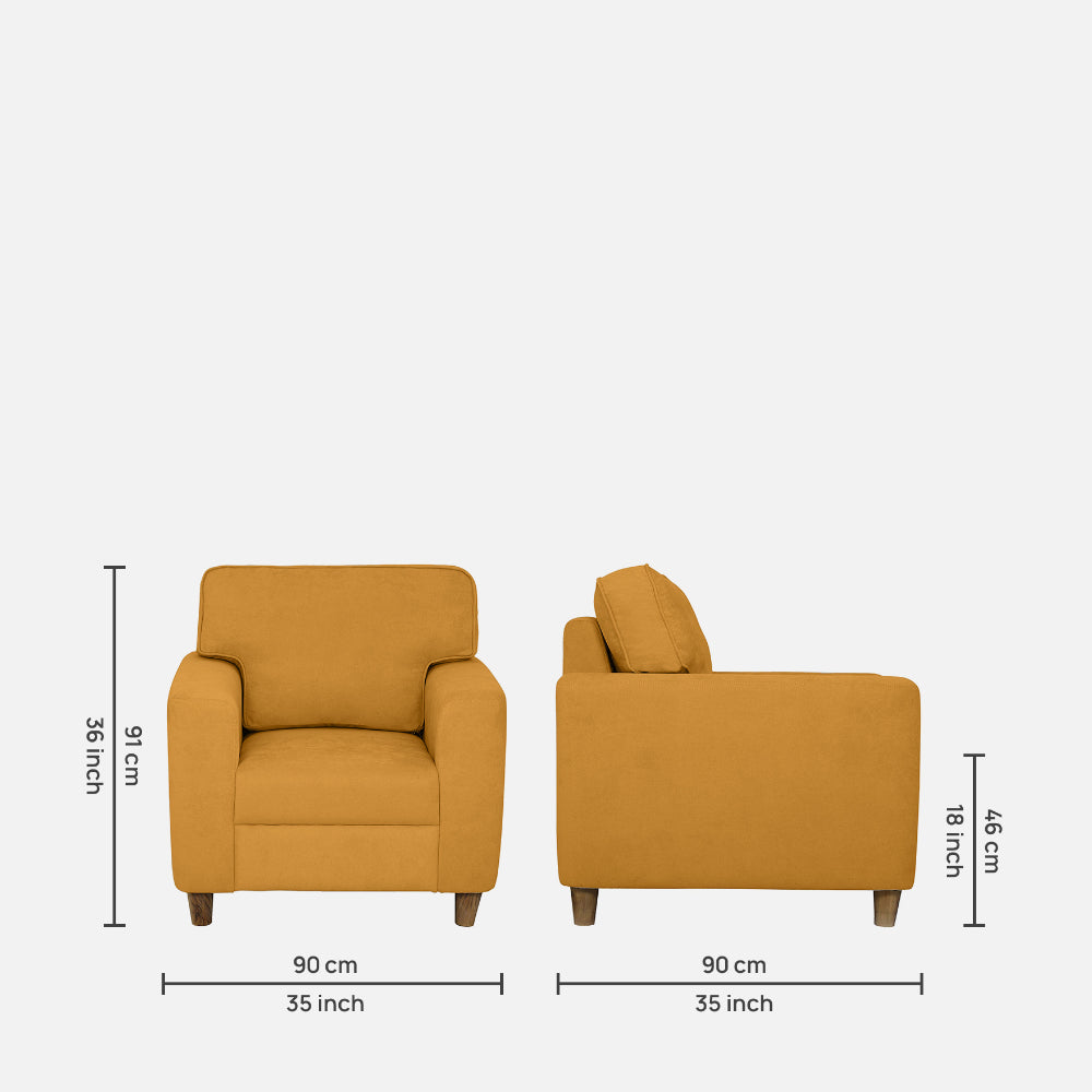 Utopia Fabric Sofa | 1 seater | Yellow |  Duroflex Furniture