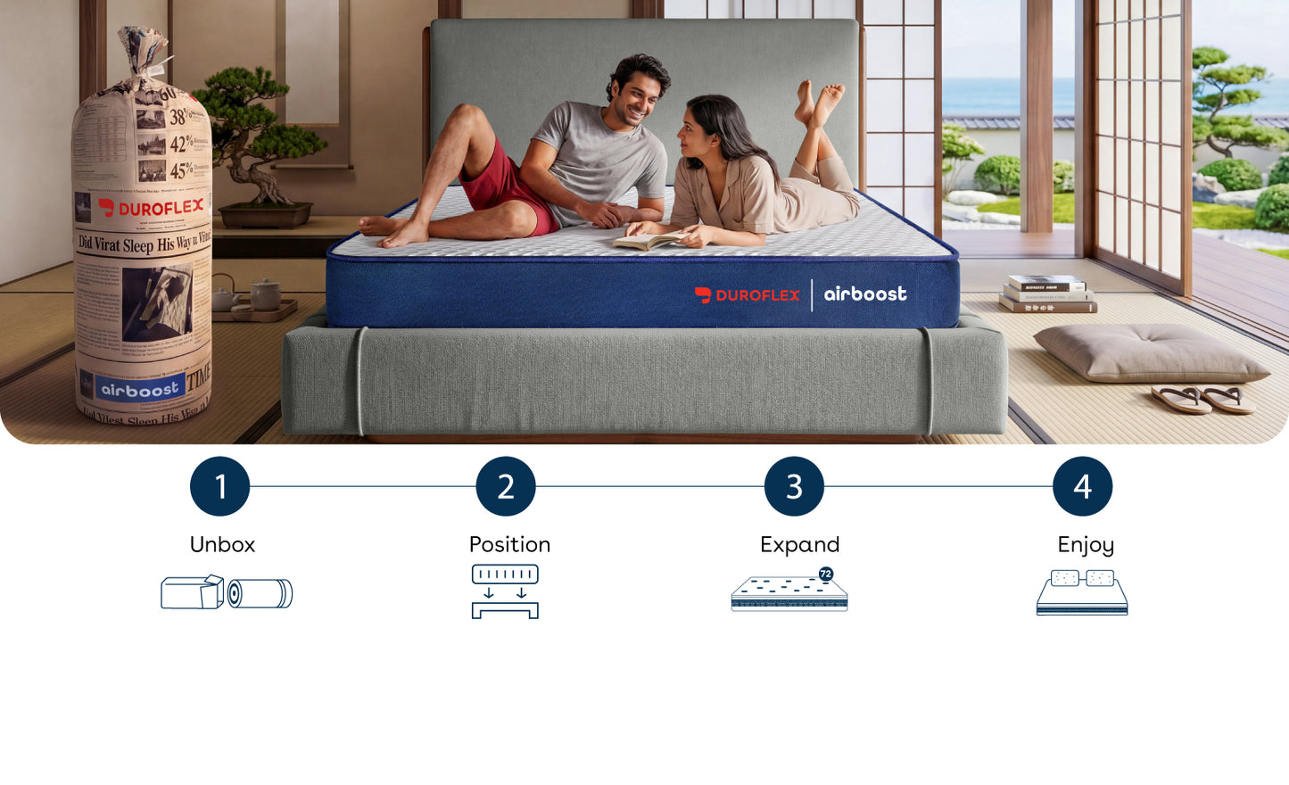 Duropedic Livein Airboost Mattress | 1 lakh+ Adaptive Nano fibres | Medium Firm | 10 yr warranty | 100 nights trial