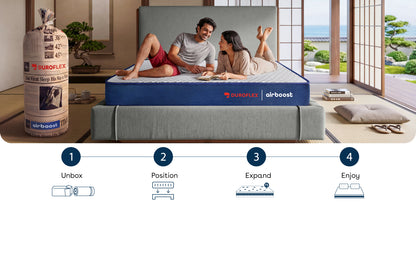 Duropedic Livein Airboost Mattress | 1 lakh+ Adaptive Nano fibres | Medium Firm | 10 yr warranty | 100 nights trial