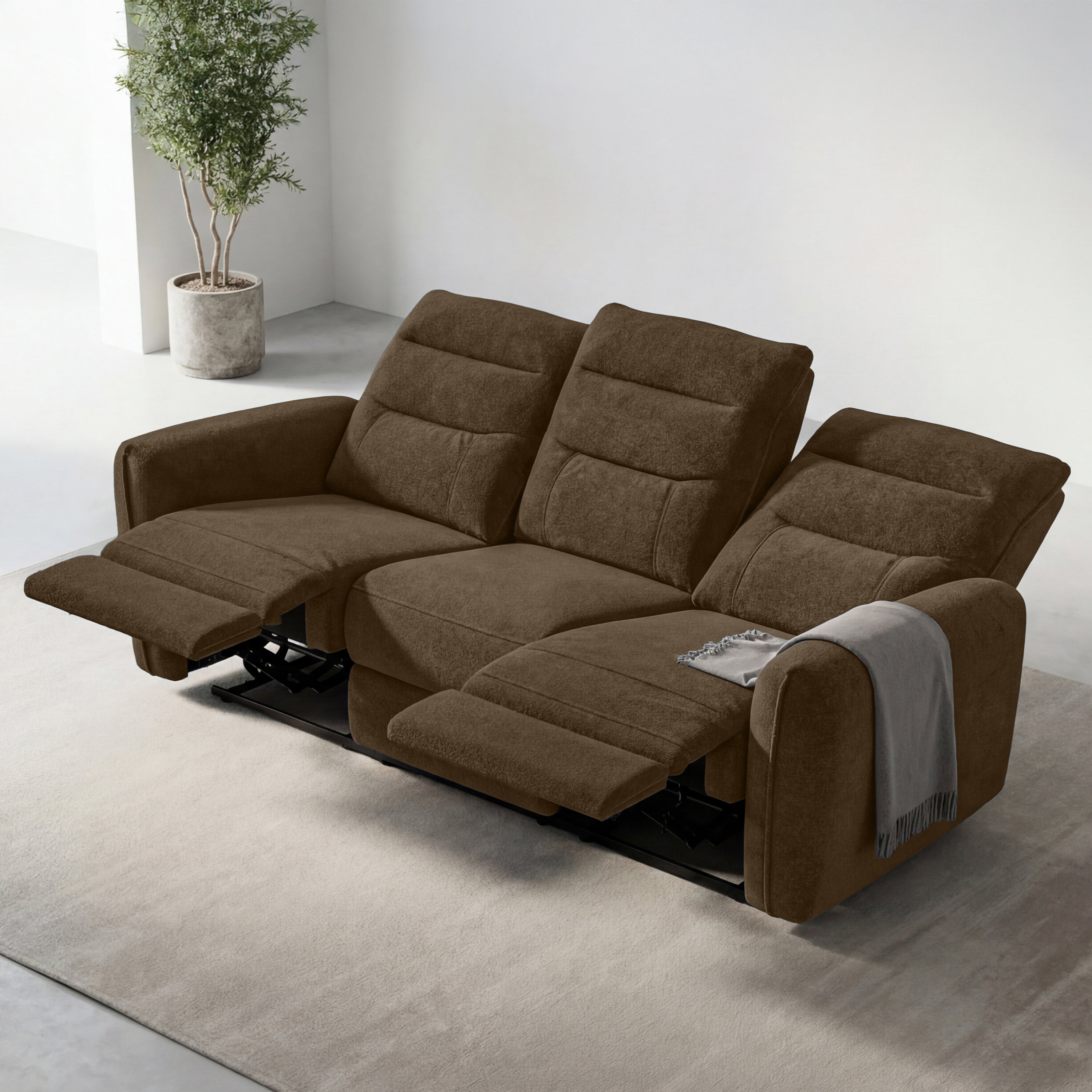 Verve mov.E Coffee Brown Fabric 3 Seater Sofa
