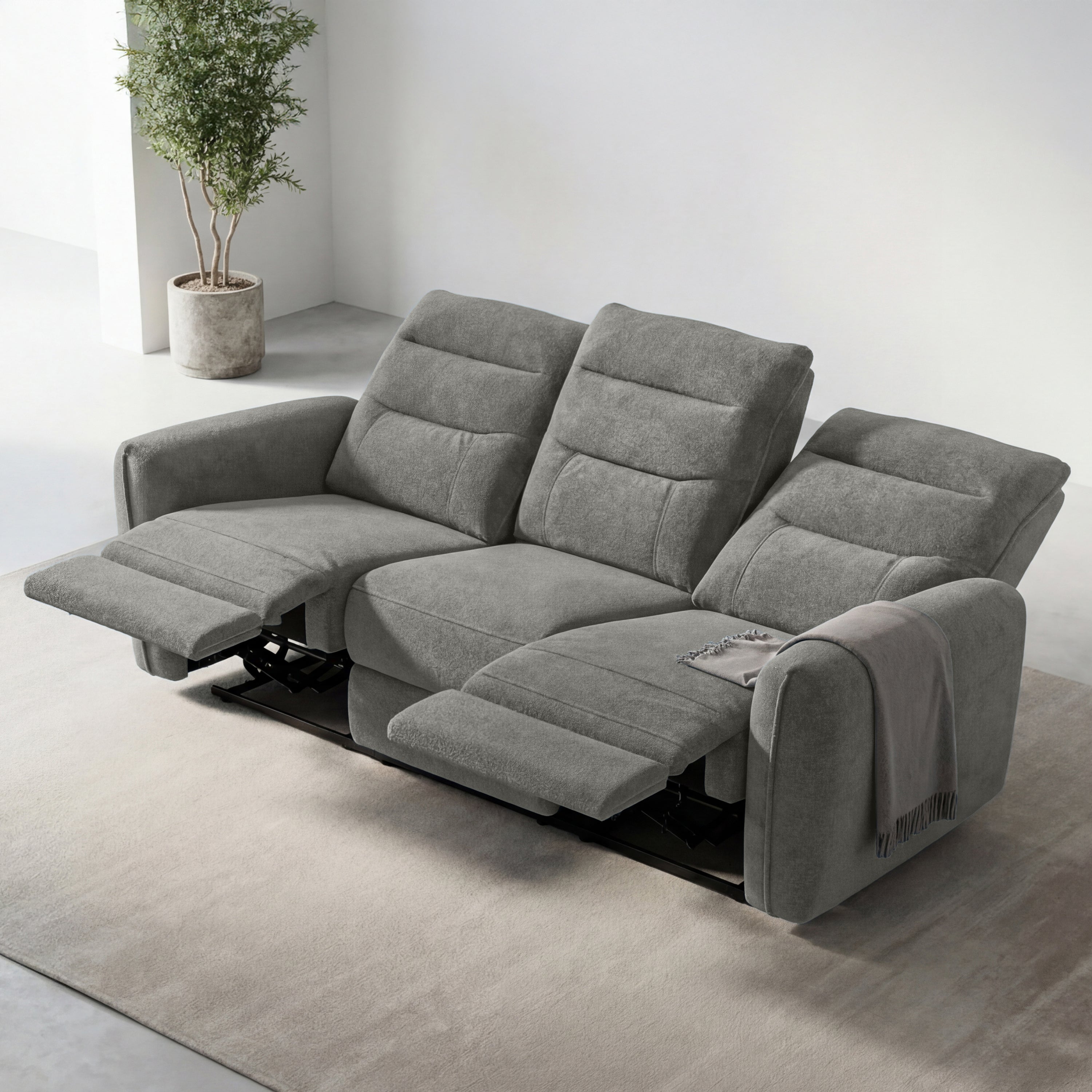 Verve mov.E Silver Grey Fabric 3 Seater Sofa