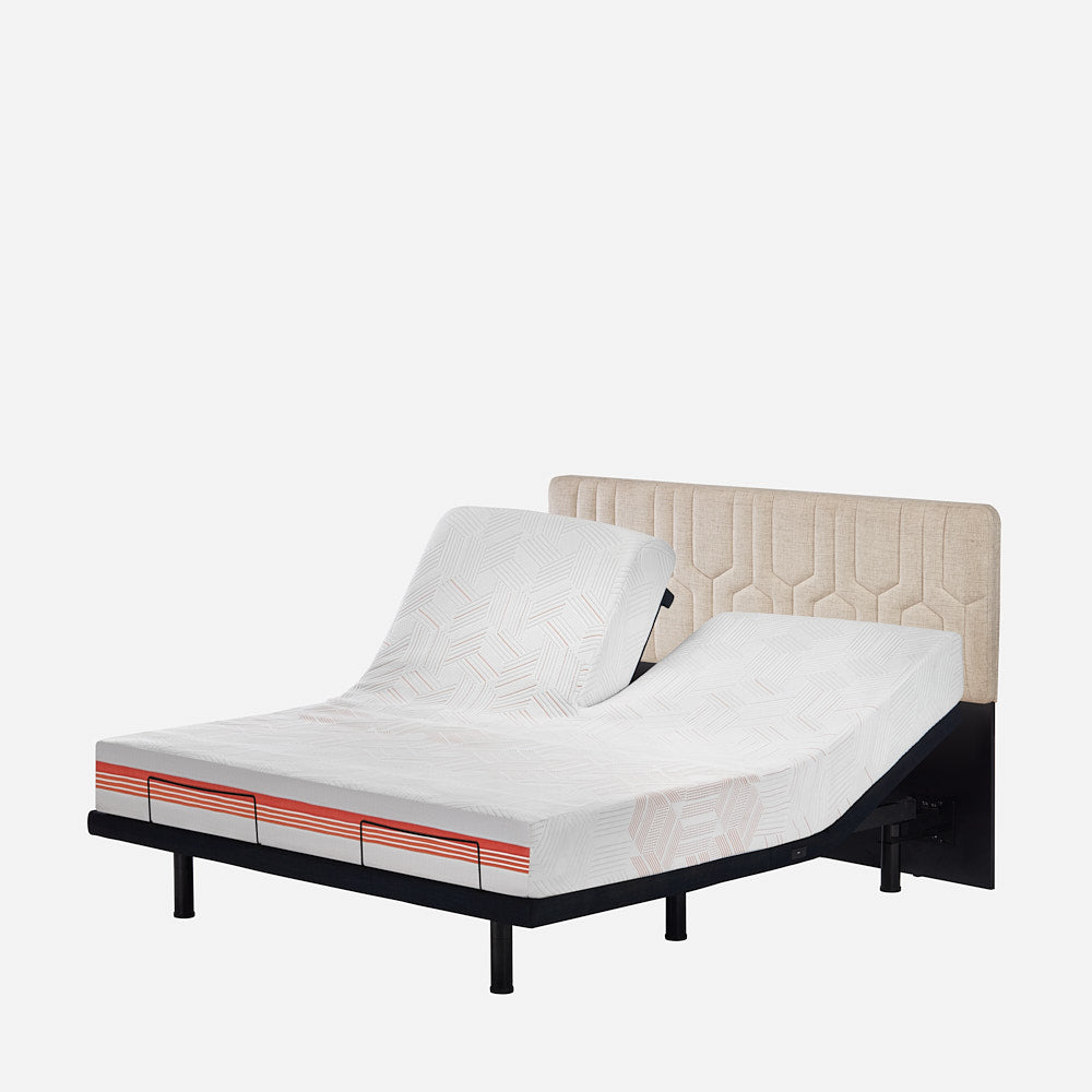 Wave Twin Adjustable Bed with Mattress, Individual Headside Control & 2 Fitted Bedsheets