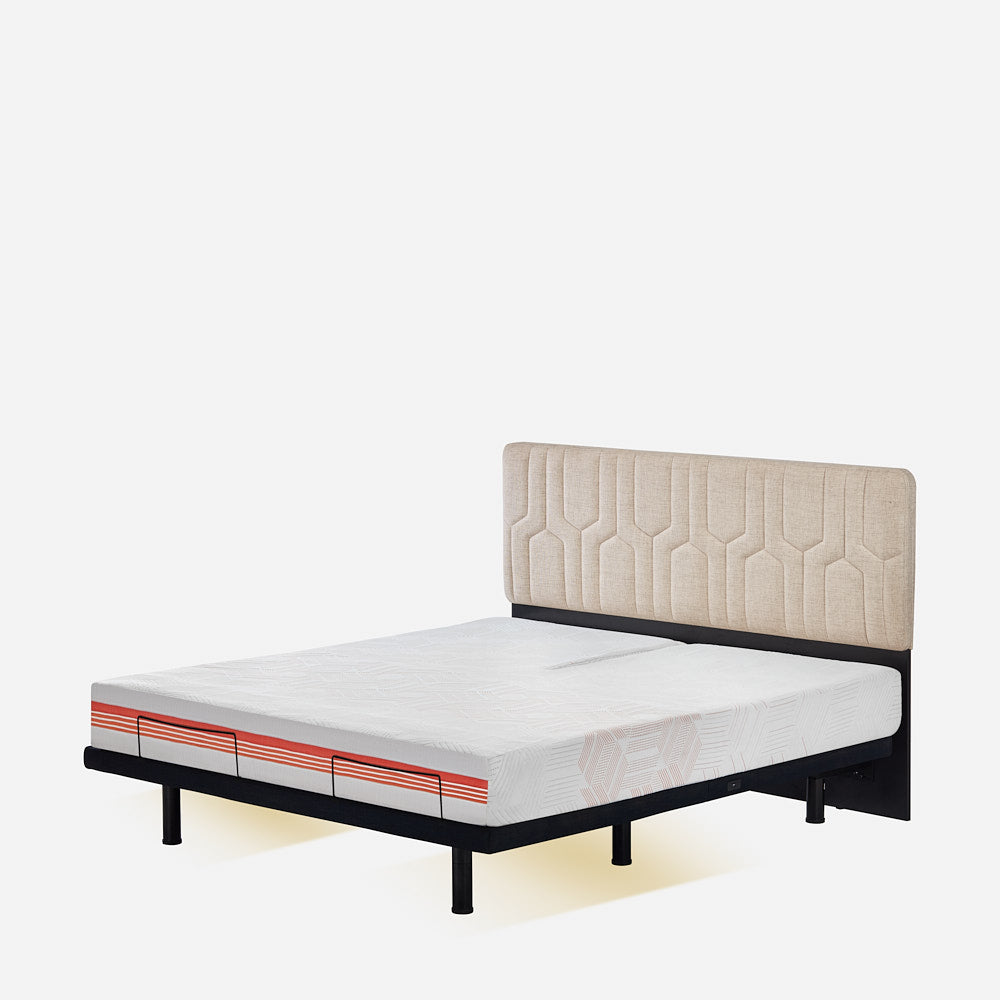 Wave Twin Adjustable Bed with Mattress, Individual Headside Control & 2 Fitted Bedsheets