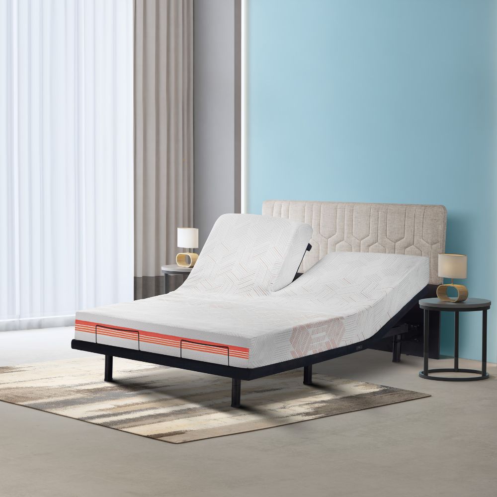 Wave Twin Adjustable Bed with Mattress, Headboard, Individual Headside Control & 2 Fitted Bedsheets