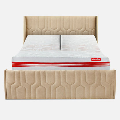 Wave Twin Adjustable Bed with Tranquil Brown ( Walnut Shell ) Upholstered Bed, Mattress, and 2 Fitted Bedsheets
