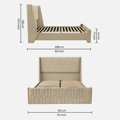 Wave Twin Adjustable Bed with Tranquil Brown ( Walnut Shell ) Upholstered Bed, Mattress, and 2 Fitted Bedsheets
