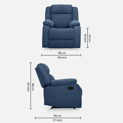 Avalon  Fabric Recliner | 1 seater | blue |  Duroflex Furniture