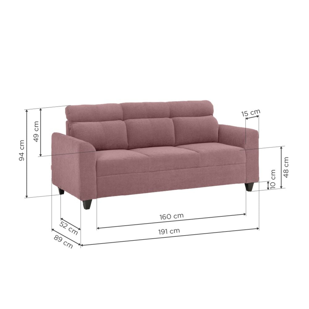 Zivo Plus Sofa | 3 seater | Dusky Pink |  Duroflex Furniture