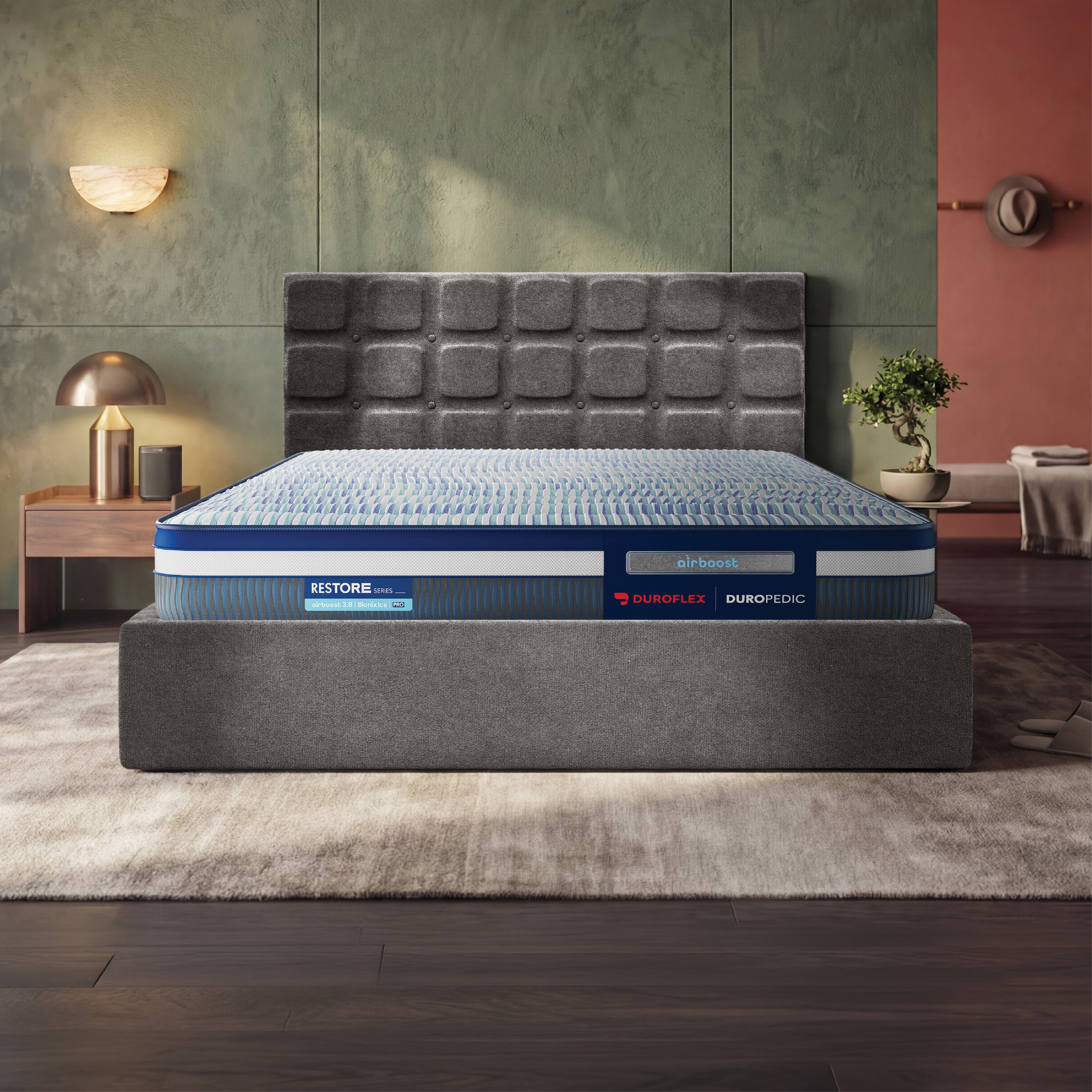 Zuri Hydraulic Upholstered Bed with Storage - Moonmist Grey