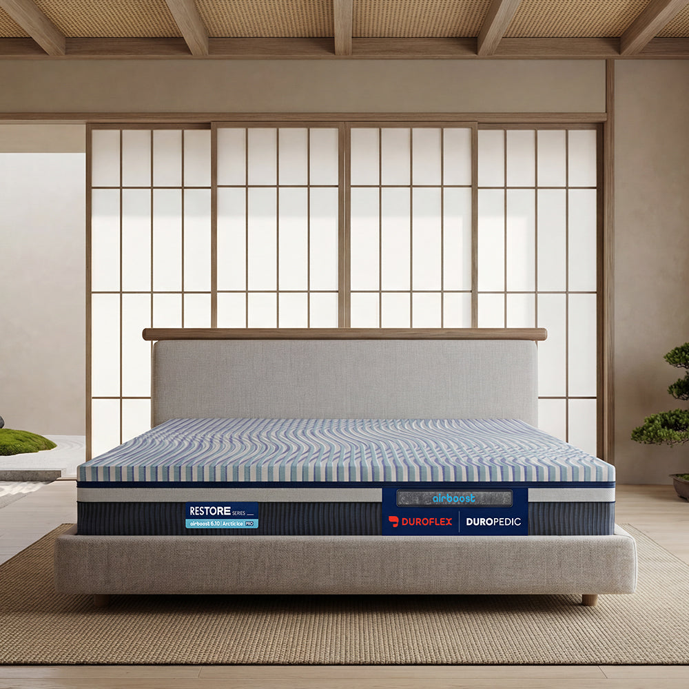 Duropedic Airboost 6.10 Arctic Ice Mattress | 1 lakh+ Airknit fibres with latex and adjustable firmness | 100 nights trial