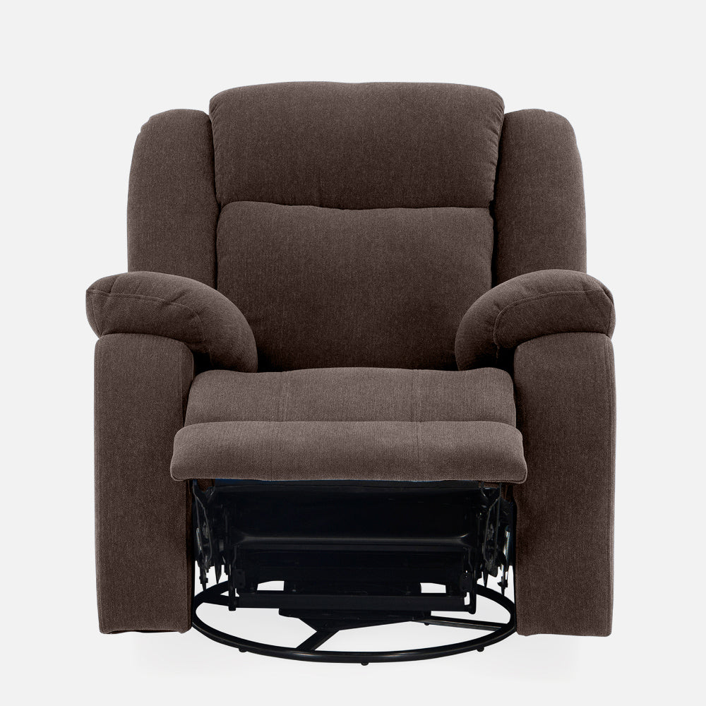 Avalon - Rocking & Rotating Single Seater Fabric Recliner In Dark Brown Colour