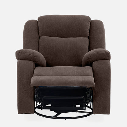 Avalon - Rocking & Rotating Single Seater Fabric Recliner In Dark Brown Colour