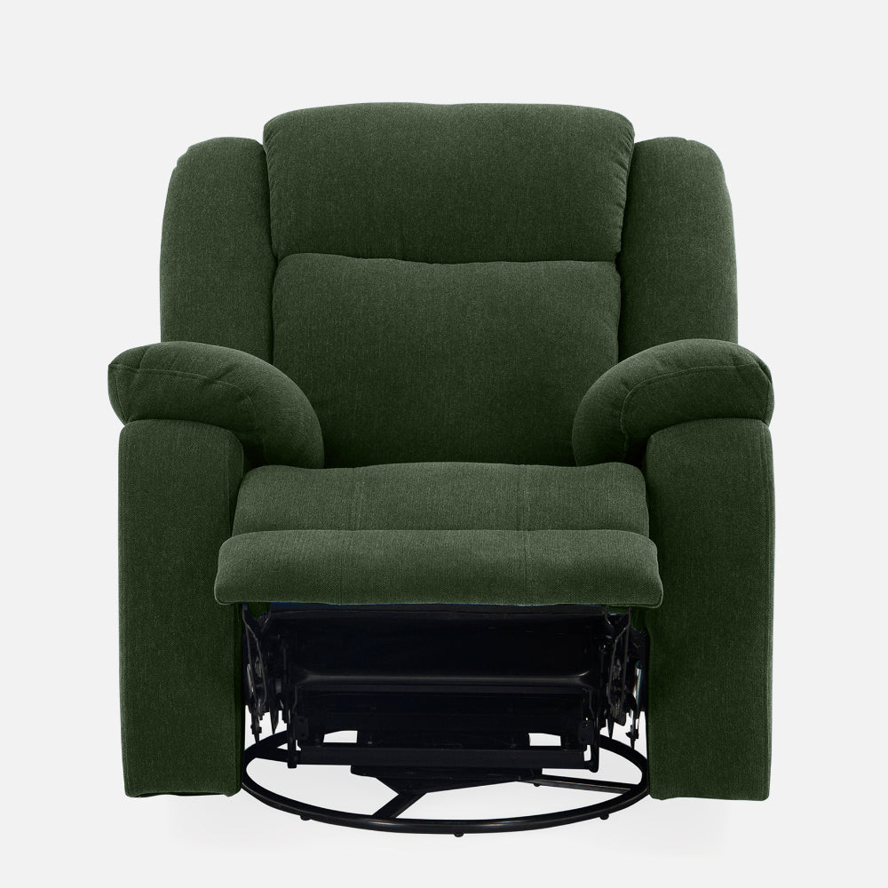 Avalon - Rocking & Rotating Single Seater Fabric Recliner In Green Colour