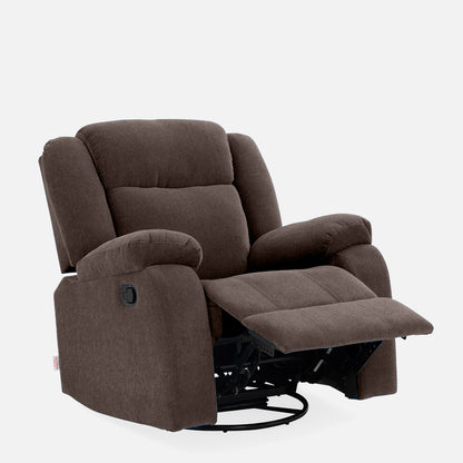 Avalon - Rocking & Rotating Single Seater Fabric Recliner In Dark Brown Colour