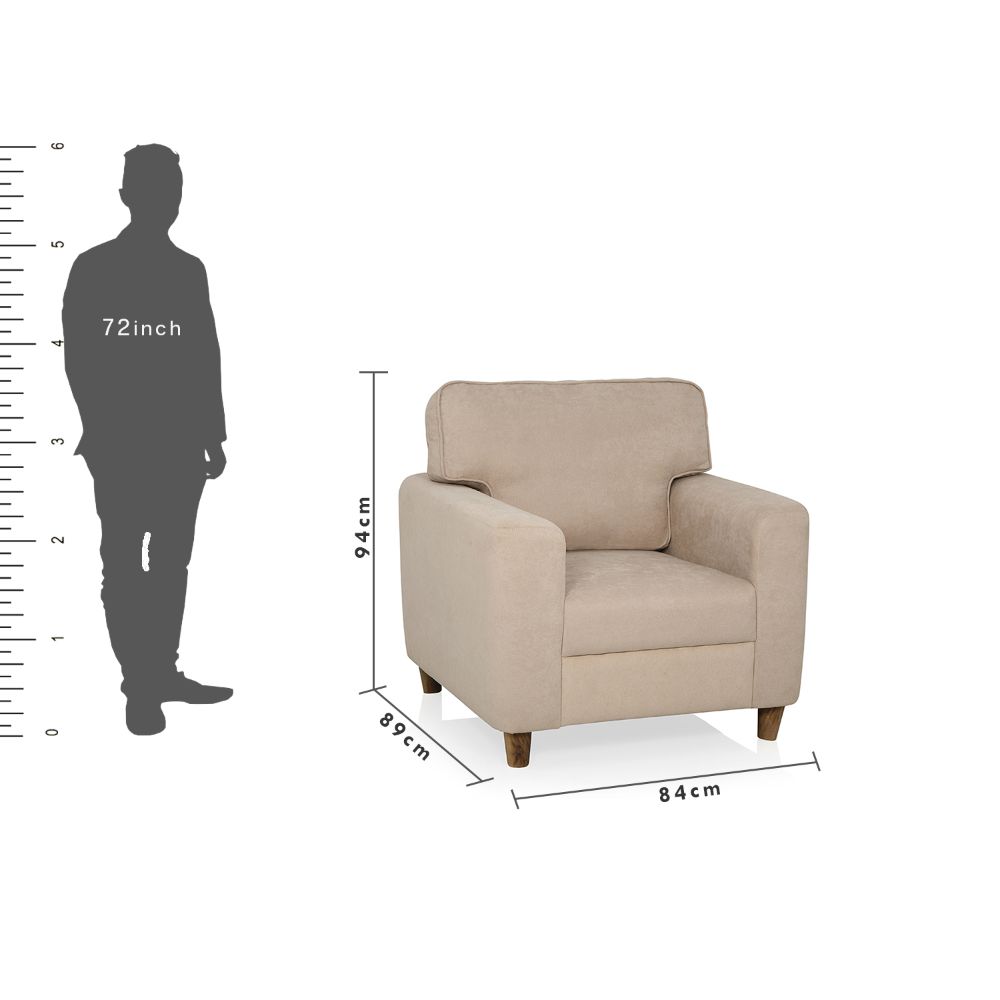 Utopia Fabric Sofa | 1 seater | Beige |  Duroflex Furniture