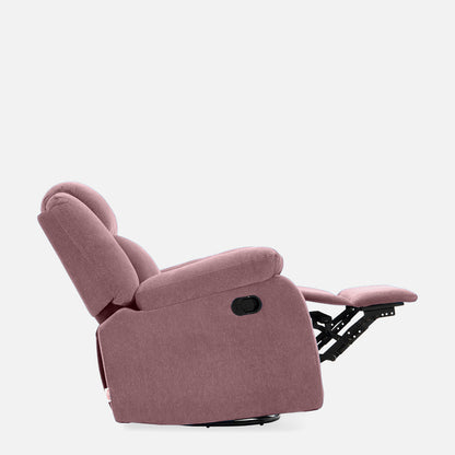 Avalon - Rocking & Rotating Single Seater Fabric Recliner In Pink Colour