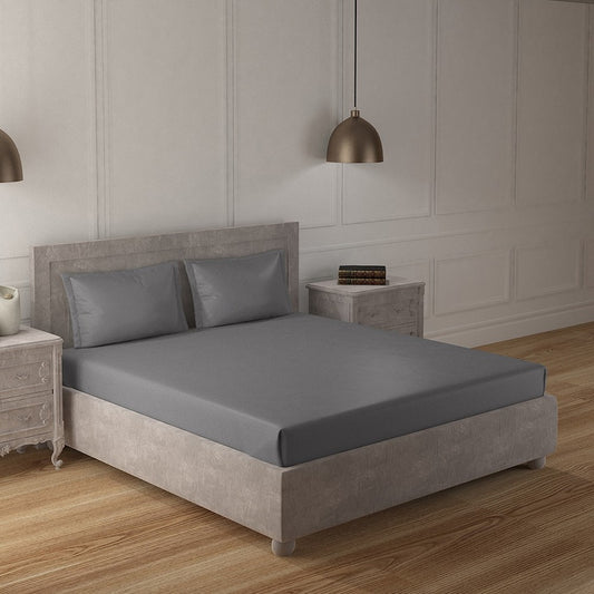 Steel Gray 100% Cotton 300 TC Satin Bedsheet Set