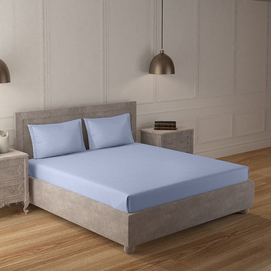 Halogen blue 100% Cotton 300 TC Satin Bedsheet Set