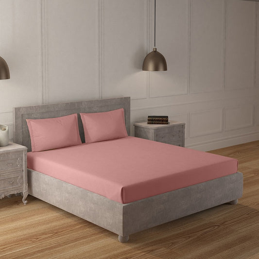 Rose Tan 100% Cotton 200 TC Solid Bedsheet Set