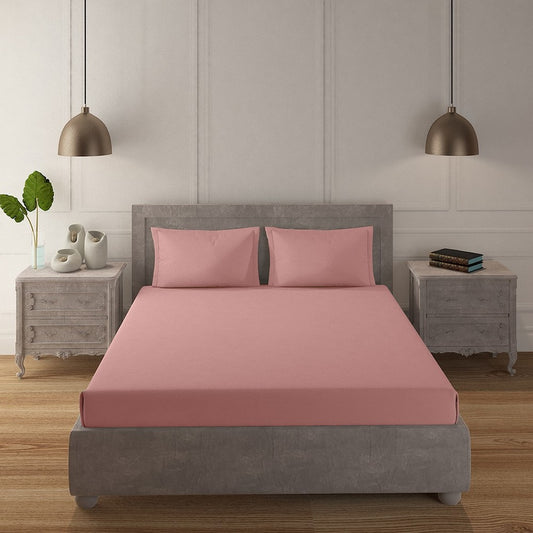 Rose Tan 100% Cotton 200 TC Solid Bedsheet Set