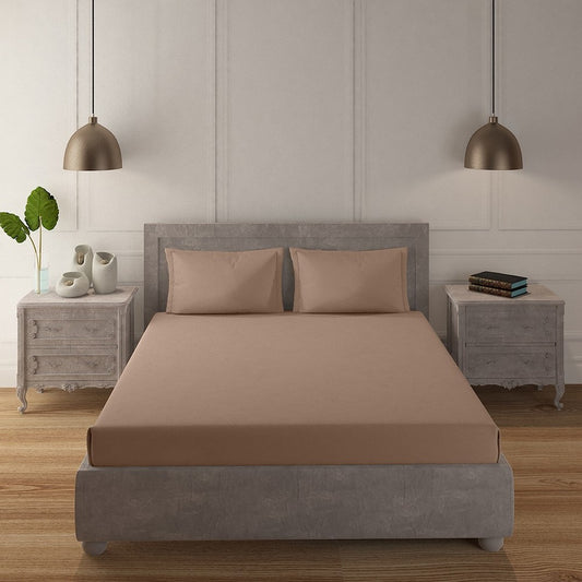 Warm Taupe 100% Cotton 200 TC Solid Bedsheet Set